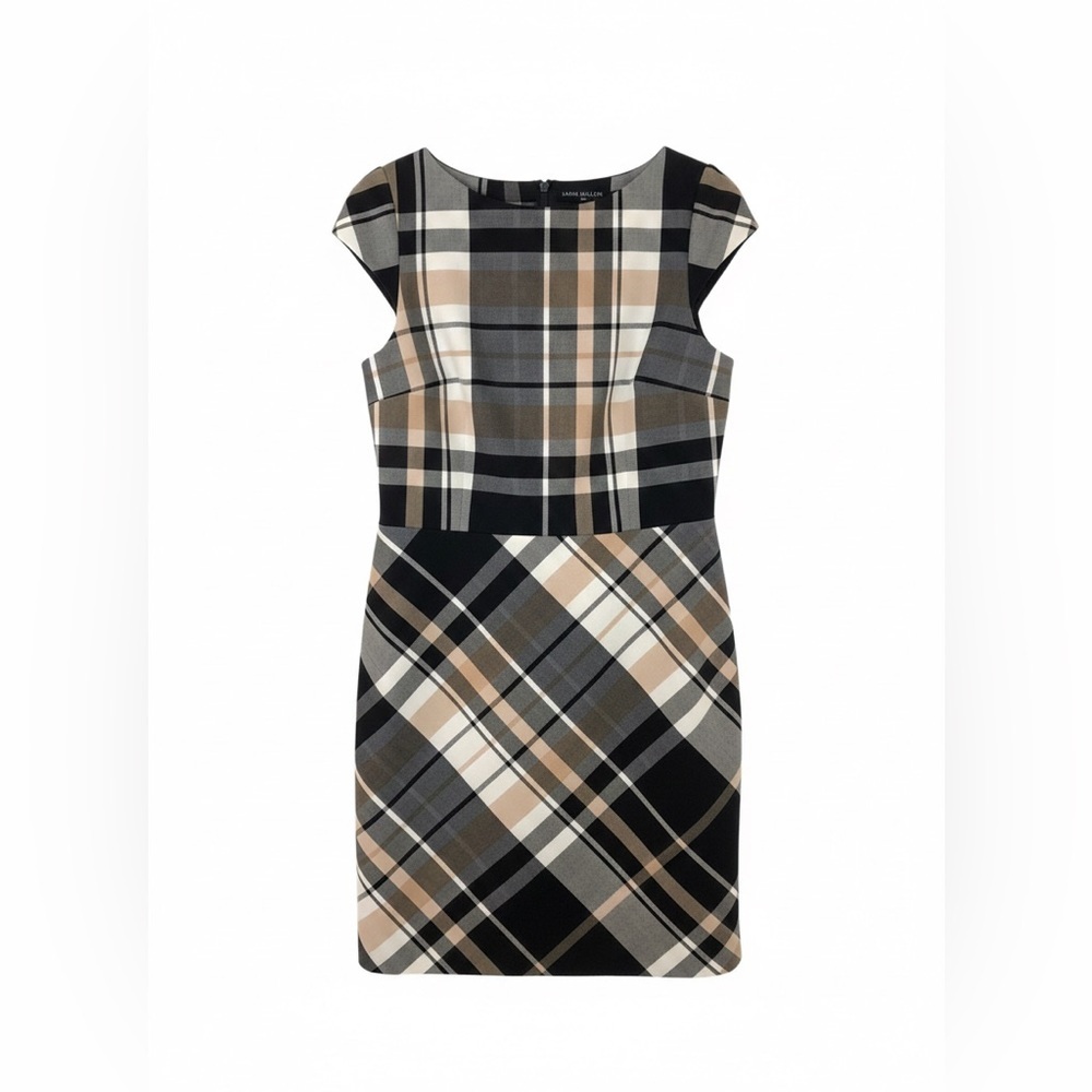 KAREN MILLEN Plaid Cap Sleeve Dress